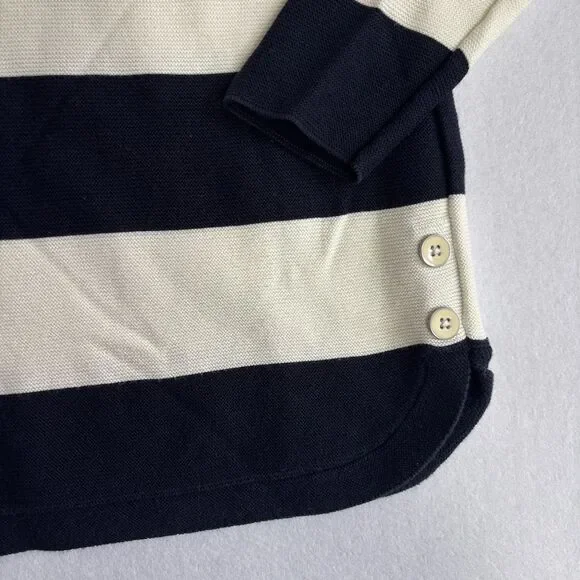 Talbots Button Detail Striped Sweater Women's SP Blue White Nautical Preppy - Picture 5 of 10